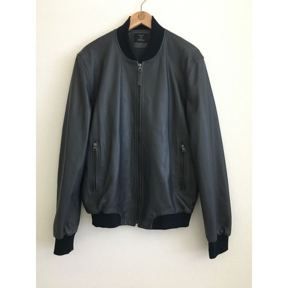 Lot78 x Barneys New York Men 52 Natural Suede Leather Bomber Jacket Black
